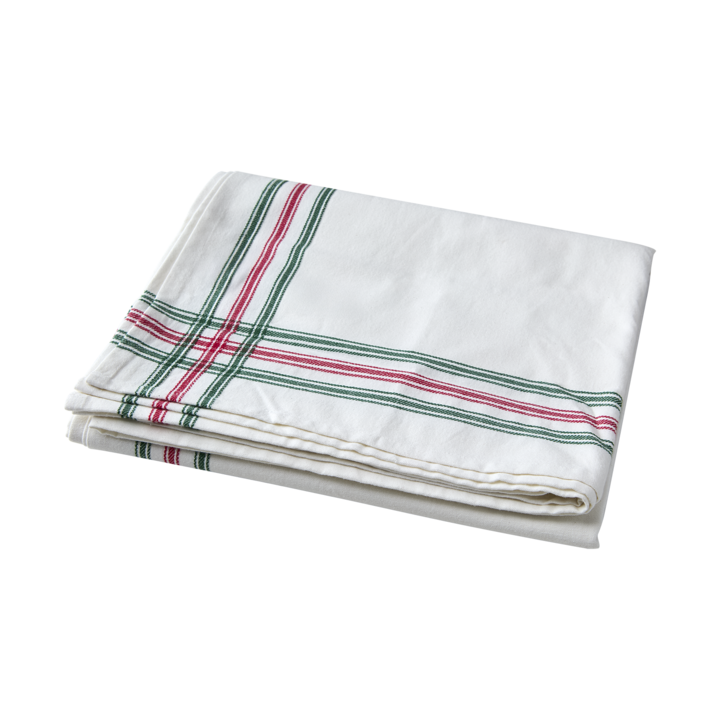 FLISA Bordsduk, Vit/grön /röd – längd: 350 cm, bredd: 150 cm