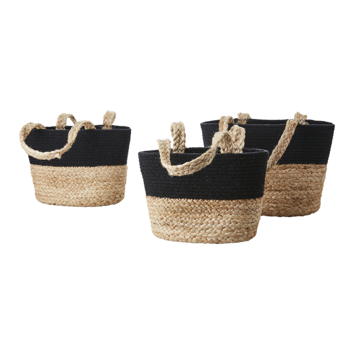 COLLECT Väska, set om 3, Natur/svart – längd: 29 cm, bredd: 15 cm, höjd: 20/38 cm, längd: 33 cm, bredd: 17 cm, höjd: 22/40 cm, längd: 35 cm, bredd: 19 cm, höjd: 24/42 cm