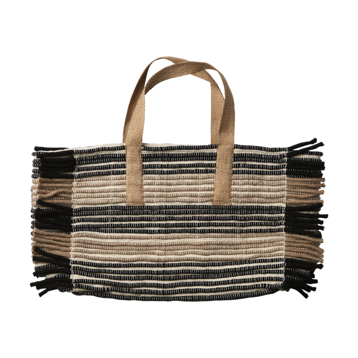 VENDELA Väska M, Svart/elfenben/natur – längd: 50 cm, bredd: 22 cm, höjd: 35/58 cm
