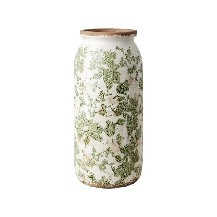 VICTORIA Urna M, Vit/grön – diameter: 13/14 cm, höjd: 31 cm