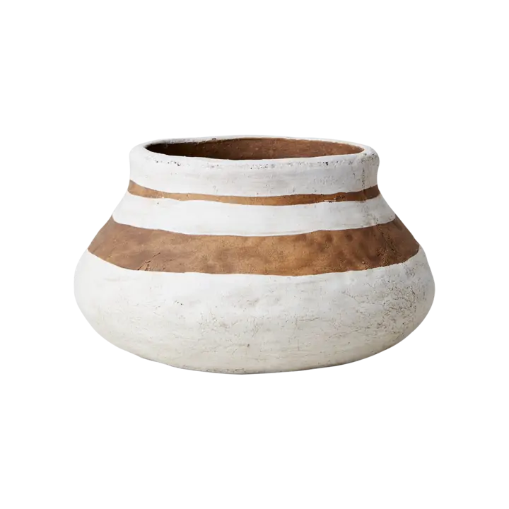 CAMILLE Kruka 12 cm – Vit och brun från Affari of Sweden
