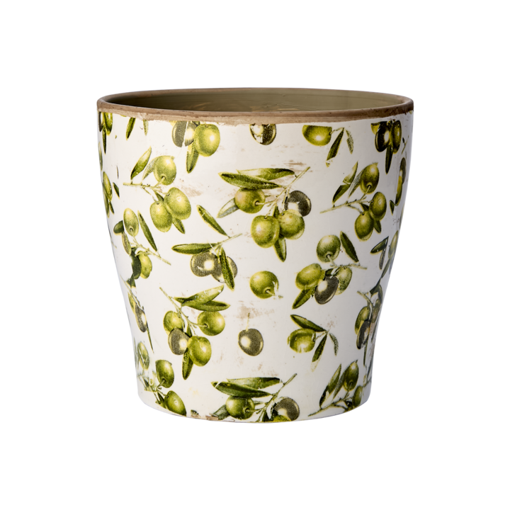 OLIVE Kruka, Vit/grön – diameter: 14/19 cm, höjd: 19 cm