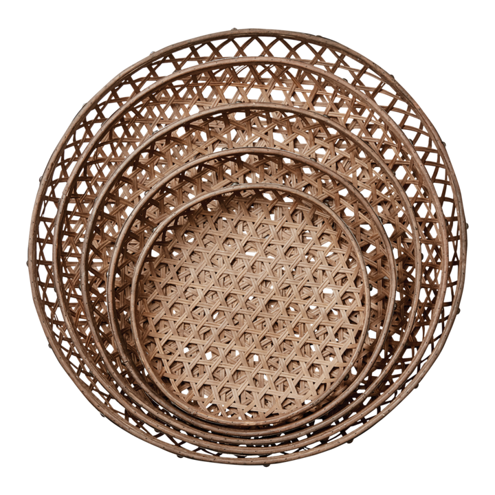 SINAN Fat, set om 5, Natur – diameter: 43 cm, höjd: 9 cm, diameter: 50 cm, höjd: 10 cm, diameter: 59 cm, höjd: 11 cm, diameter: 68 cm, höjd: 12 cm, diameter: 75 cm, höjd: 13 cm