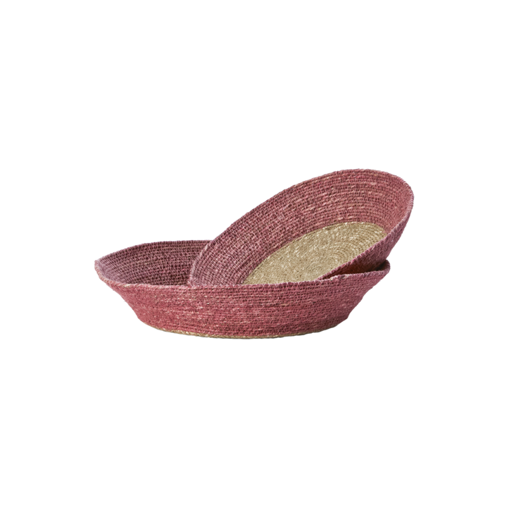 LANDO Korg, set om 2, Rosa/natur – diameter: 17/26 cm, höjd: 5 cm, diameter: 22/30 cm, höjd: 7 cm