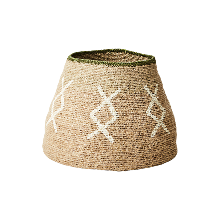 MADIBA Korg, Natur/vit/grön – diameter: 26/16 cm, höjd: 19 cm