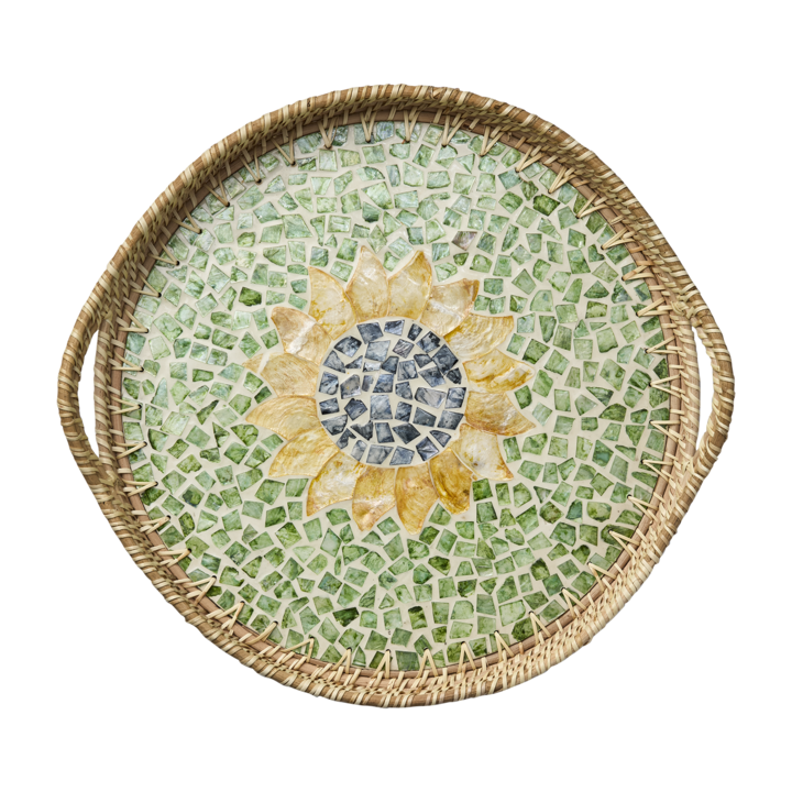 SUNNY Bricka, Grön/natur – diameter: 43 cm, höjd: 5 cm