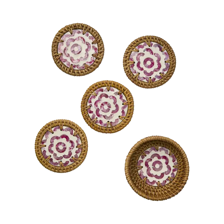SUNNY Glasunderlägg 12 cm – Rosa och natur från Affari of Sweden