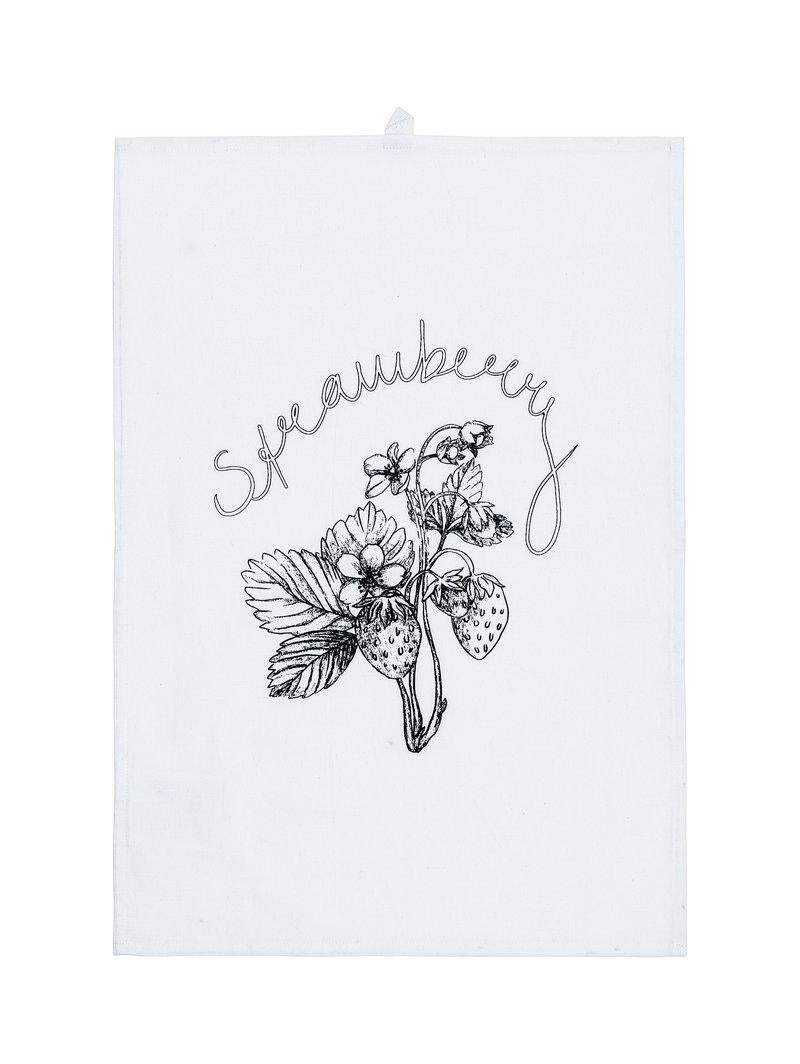 Strawberry Kökshandduk Svart/Vit 47 × 70 cm