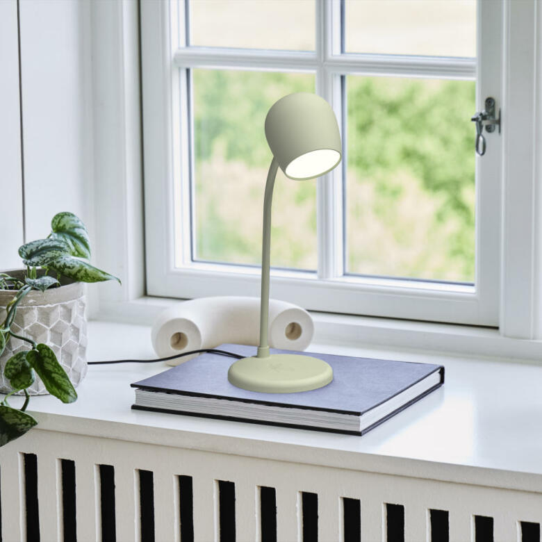 Ellie LED-lampa/Högtalare/Qi Dusty Olive