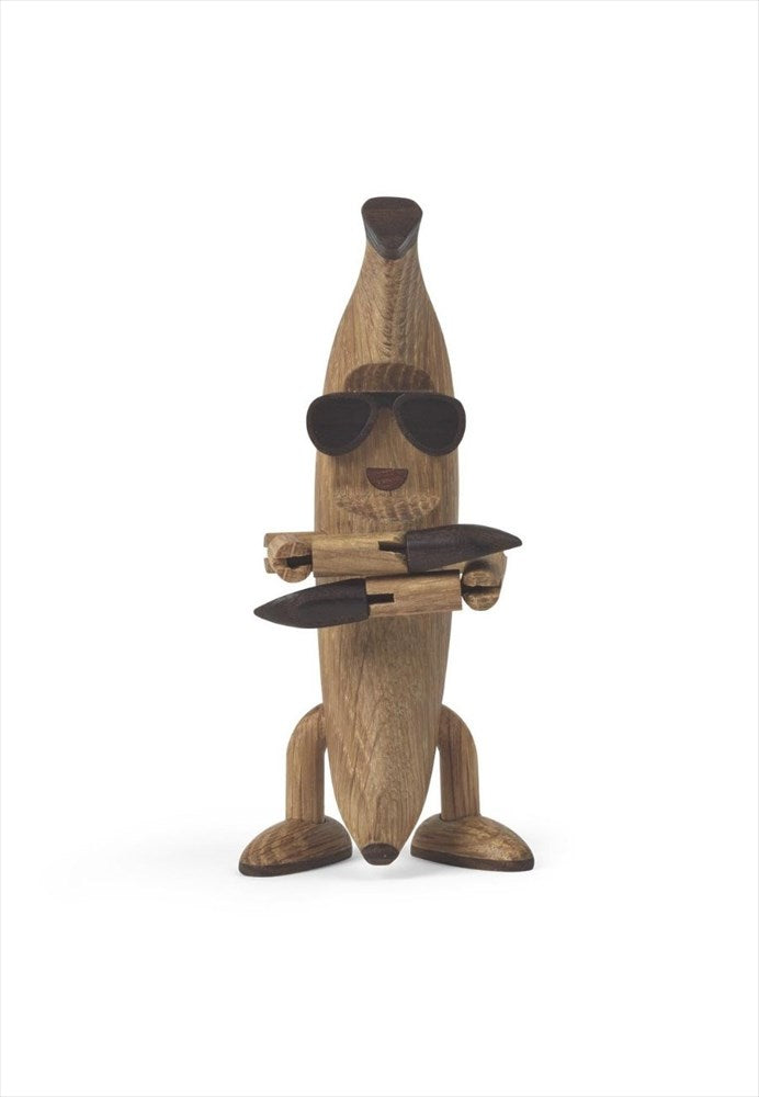 Benny Banana träfigur i ek med solglasögon för lantlig inredning