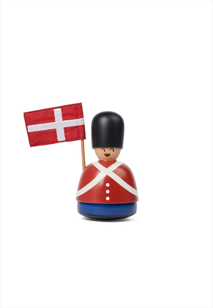 Handgjord Big Guardy trävakt i rött och blått med dansk flagga