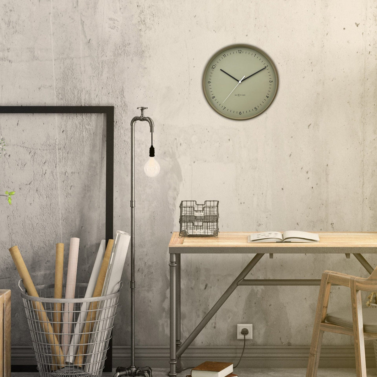 Väggklocka Berlin 40 cm Khaki från NeXtime