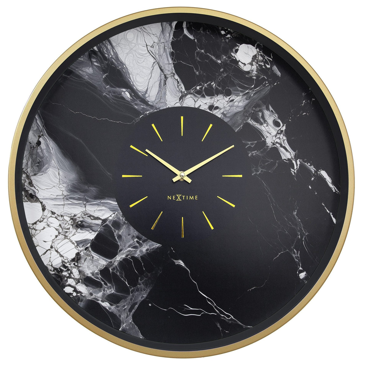 Väggklocka Marble Duo 48 cm Guld/Svart från NeXtime