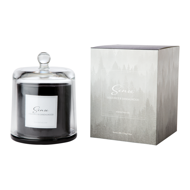 SENSE Doftljus med kupa Liquorice & sandalwood, Svart – diameter: 11 cm, höjd: 13 cm
