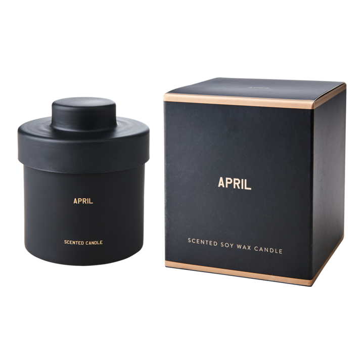 CALENDAR Doftljus Apple, bellflower, lemon & peach, Svart – diameter: 8 cm, höjd: 10 cm