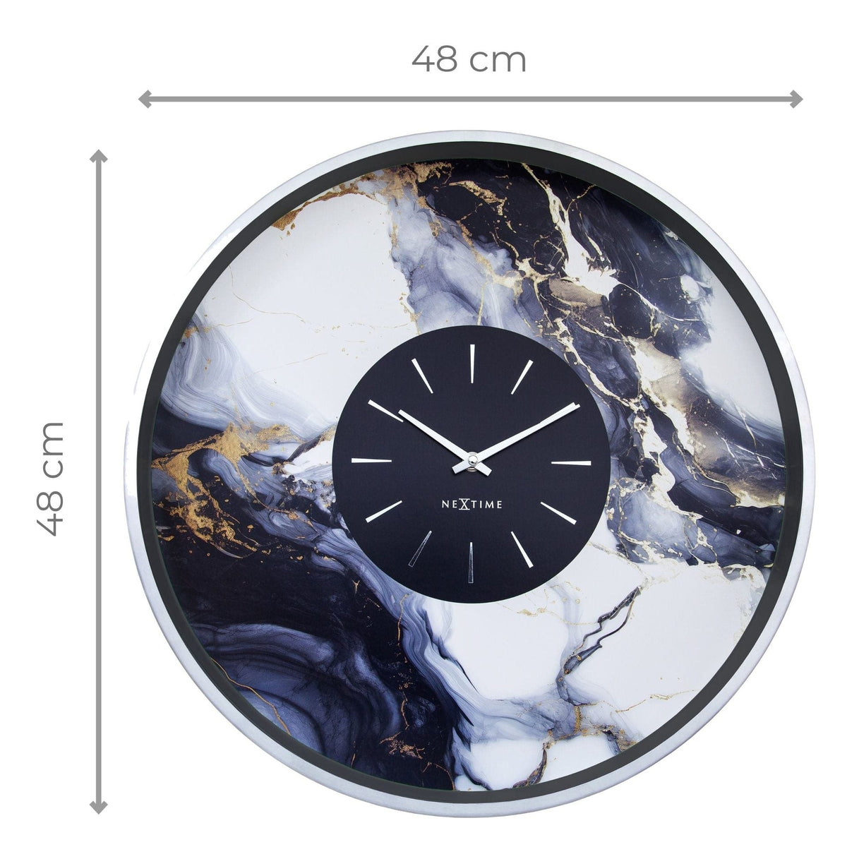 Väggklocka Marble Duo 48 cm Silver/Vit från NeXtime