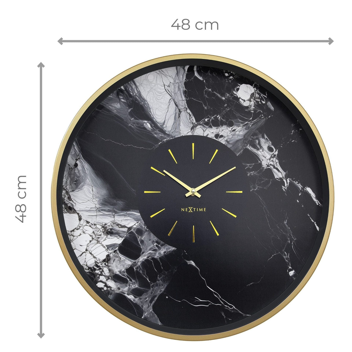 Väggklocka Marble Duo 48 cm Guld/Svart från NeXtime