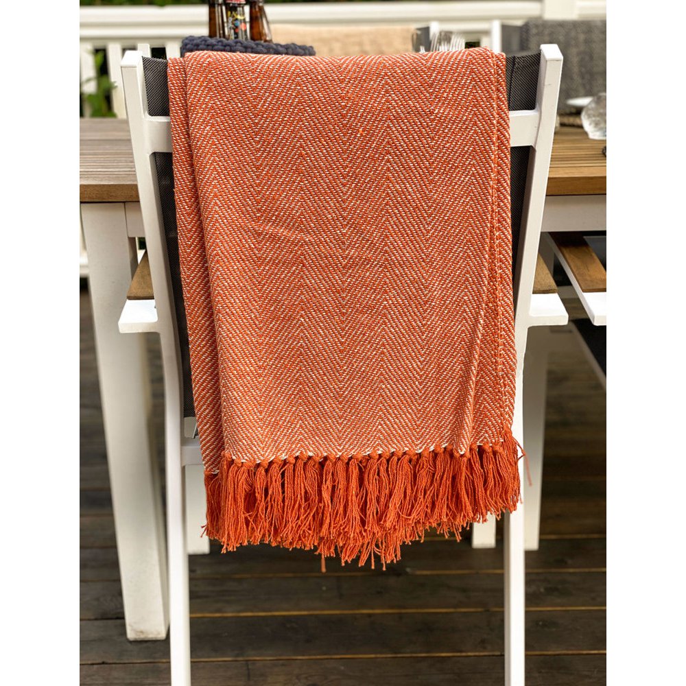 Pläd Fishbone Burnt Orange