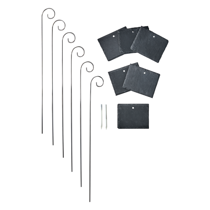 EBONY Trädgårdsskylt, 6-pack, Svart – längd: 10 cm, bredd: 8 cm, höjd: 40 cm