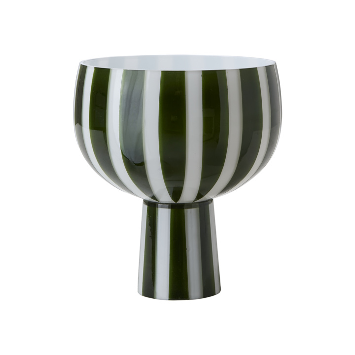 CIRCUS Skål på fot, Grön/vit – diameter: 7/17 cm, höjd: 19 cm