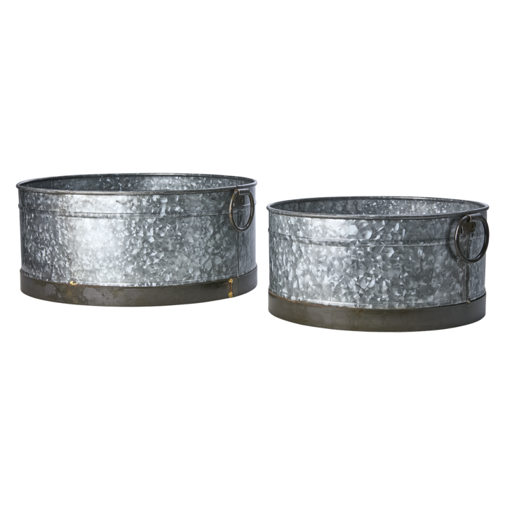 OLIVER Kruka, set om 2, Grå – diameter: 40 cm, höjd: 19 cm, diameter: 50 cm, höjd: 22 cm