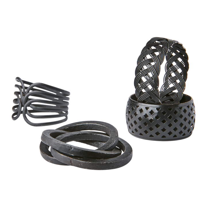 ODIN Servettring, set om 4, Svart – diameter: 4 cm, höjd: 3 cm
