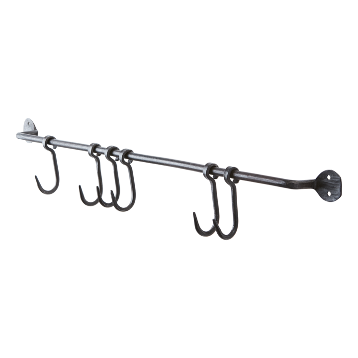 LOKE Stång med krokar S, Svart – längd: 60 cm, djup: 4 cm, höjd: 8 cm
