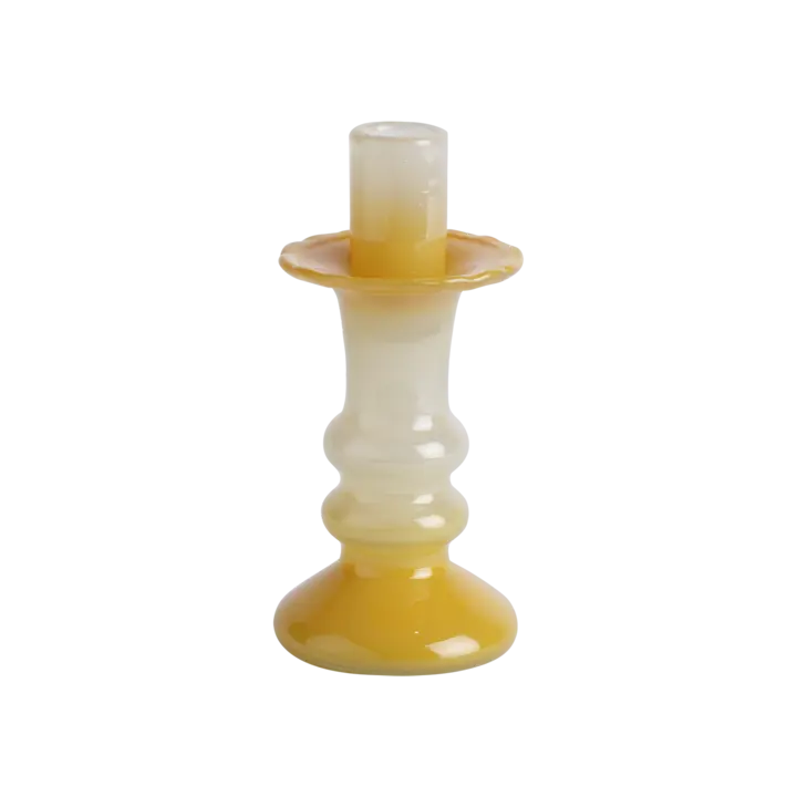 MIMOSA Ljusstake 17 cm – Elfenben och gul från Affari of Sweden