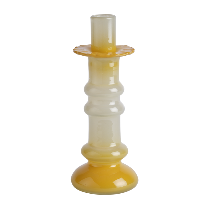 MIMOSA Ljusstake, Elfenben/gul – diameter: 8,5 cm, höjd: 22 cm