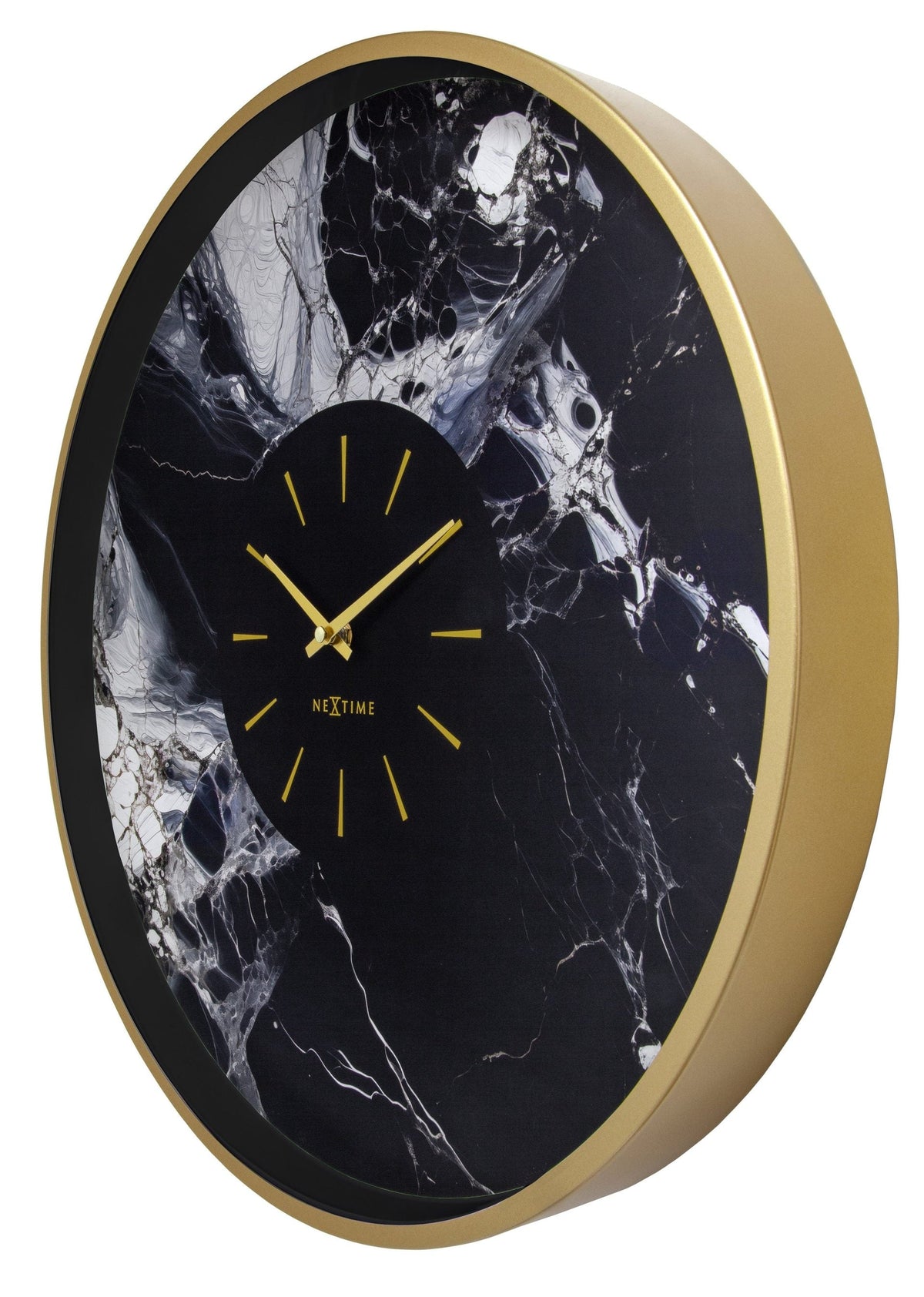 Väggklocka Marble Duo 48 cm Guld/Svart från NeXtime