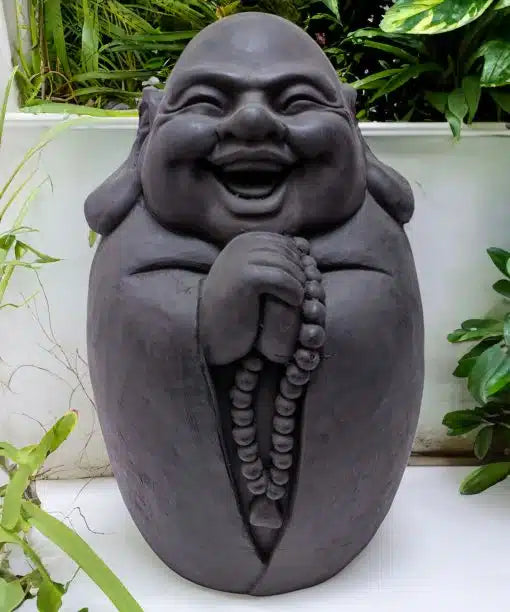 Glada Buddha 46 cm - Mörkgrå Boeddha Beelden