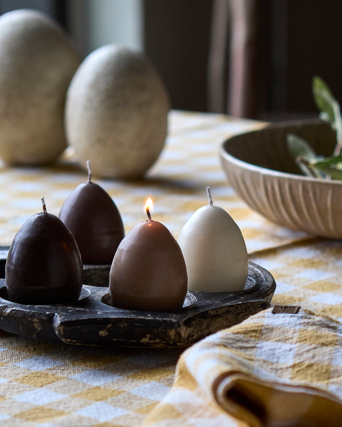 EGG CANDLES Hönsägg, 4-pack, Brun/beige/elfenben Affari of Sweden