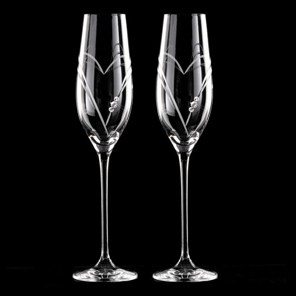 Two Hearts - Champagneglas med Swarovski-kristaller Highballglas MATRIVO