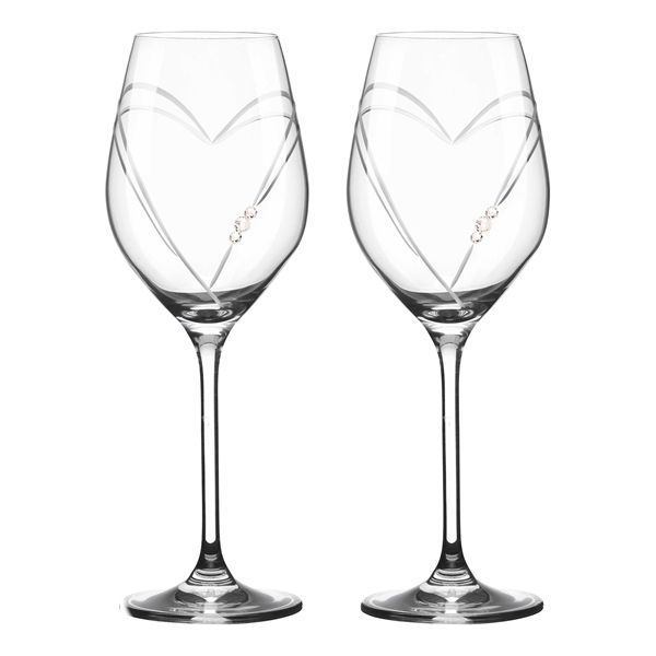 Two Hearts - Vitvinsglas med Swarovski-kristaller Rödvinsglas MATRIVO