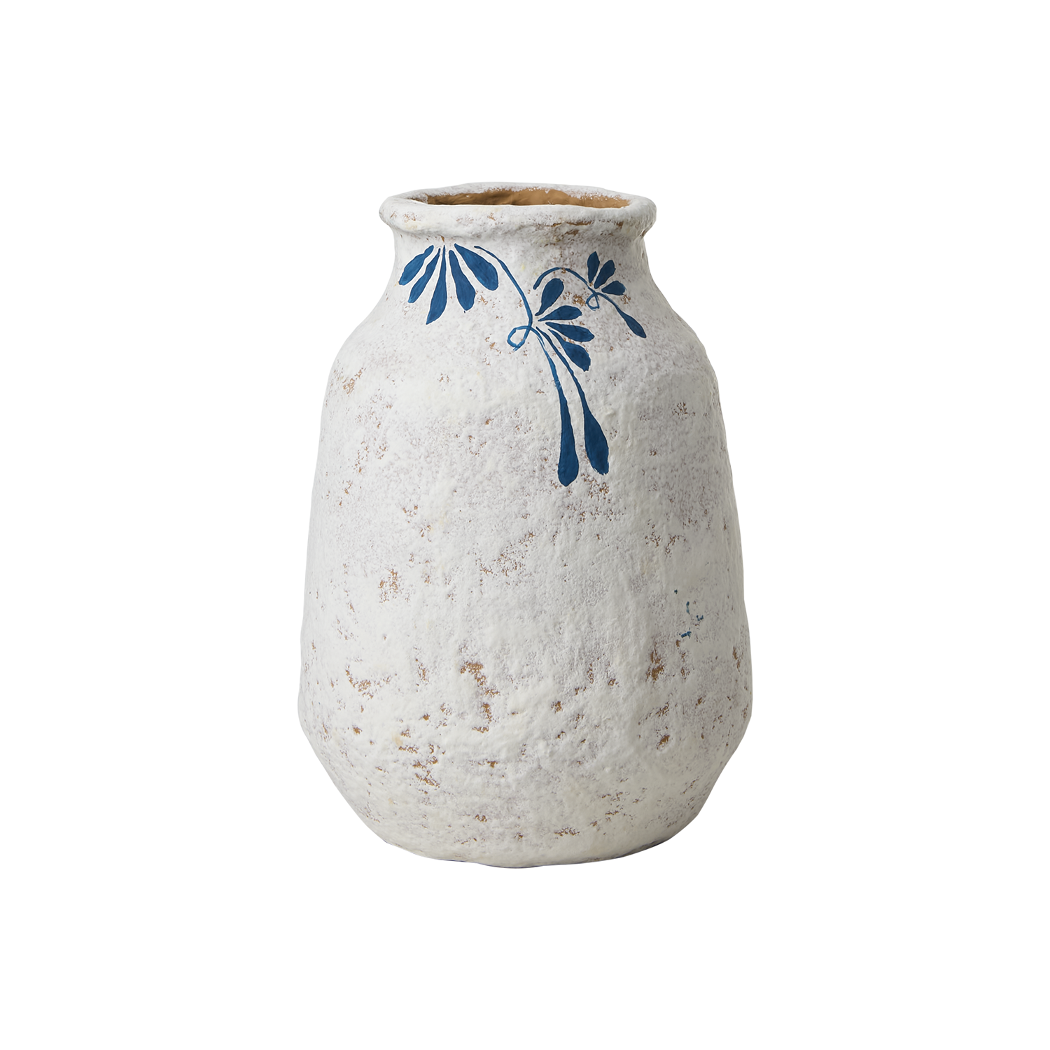 Handmålad ANGUS vas i elfenben och blått i cotton maché