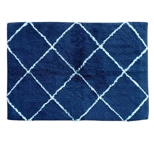 Bomullsmatta Romb 50×70 cm från Etol i blå och vit färg – rombmönster i klassisk stil.