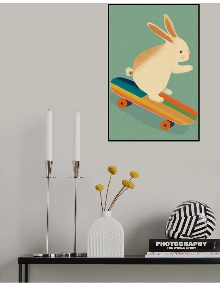 Affisch - Bunny On Skateboard