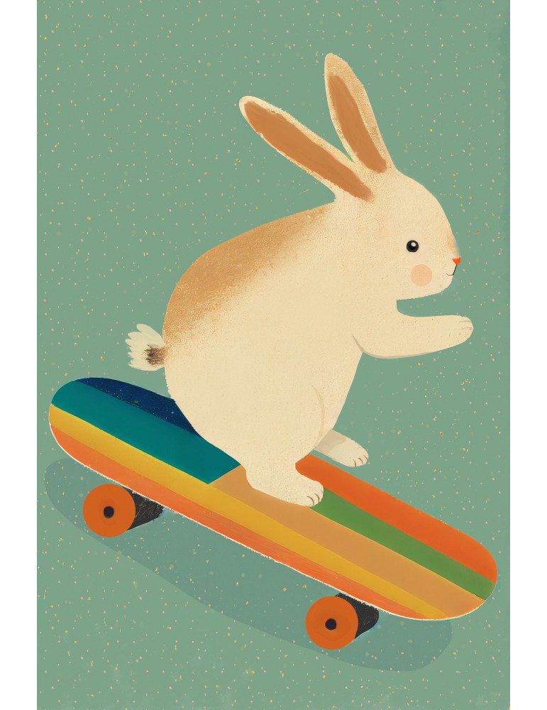 Affisch - Bunny On Skateboard