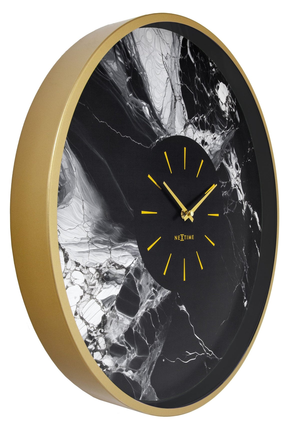 Väggklocka Marble Duo 48 cm Guld/Svart från NeXtime