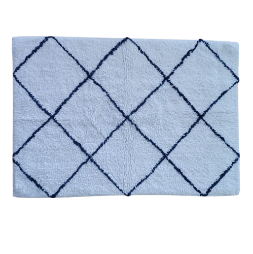 Bomullsmatta Romb 50×70 cm från Etol i vit och blå färg – rombmönster i klassisk stil.