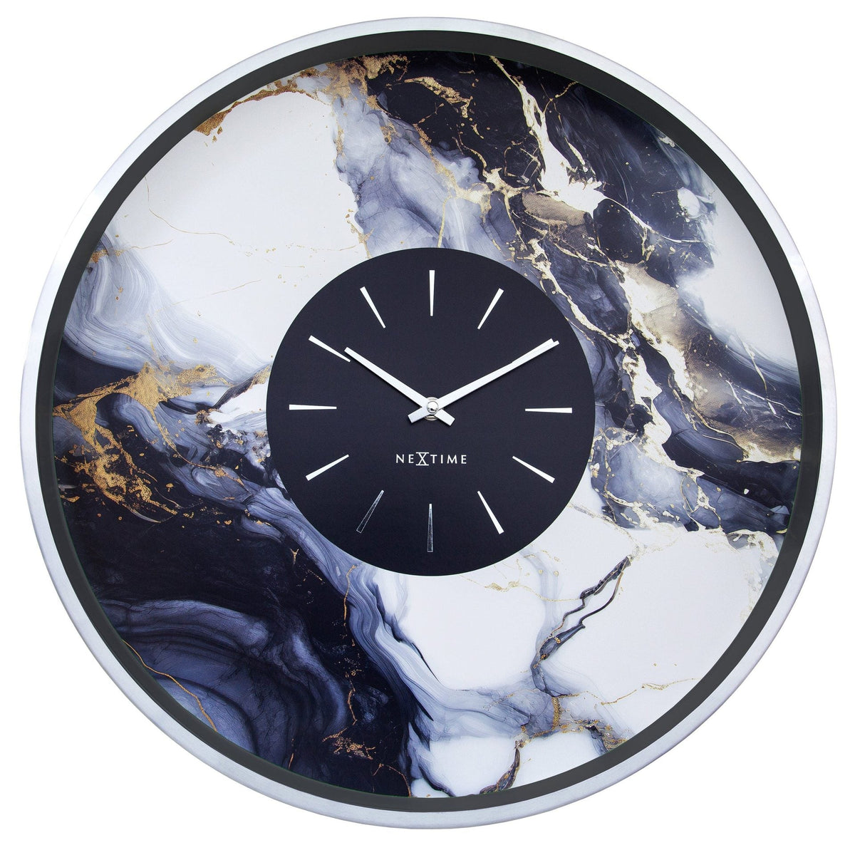 Väggklocka Marble Duo 48 cm Silver/Vit från NeXtime