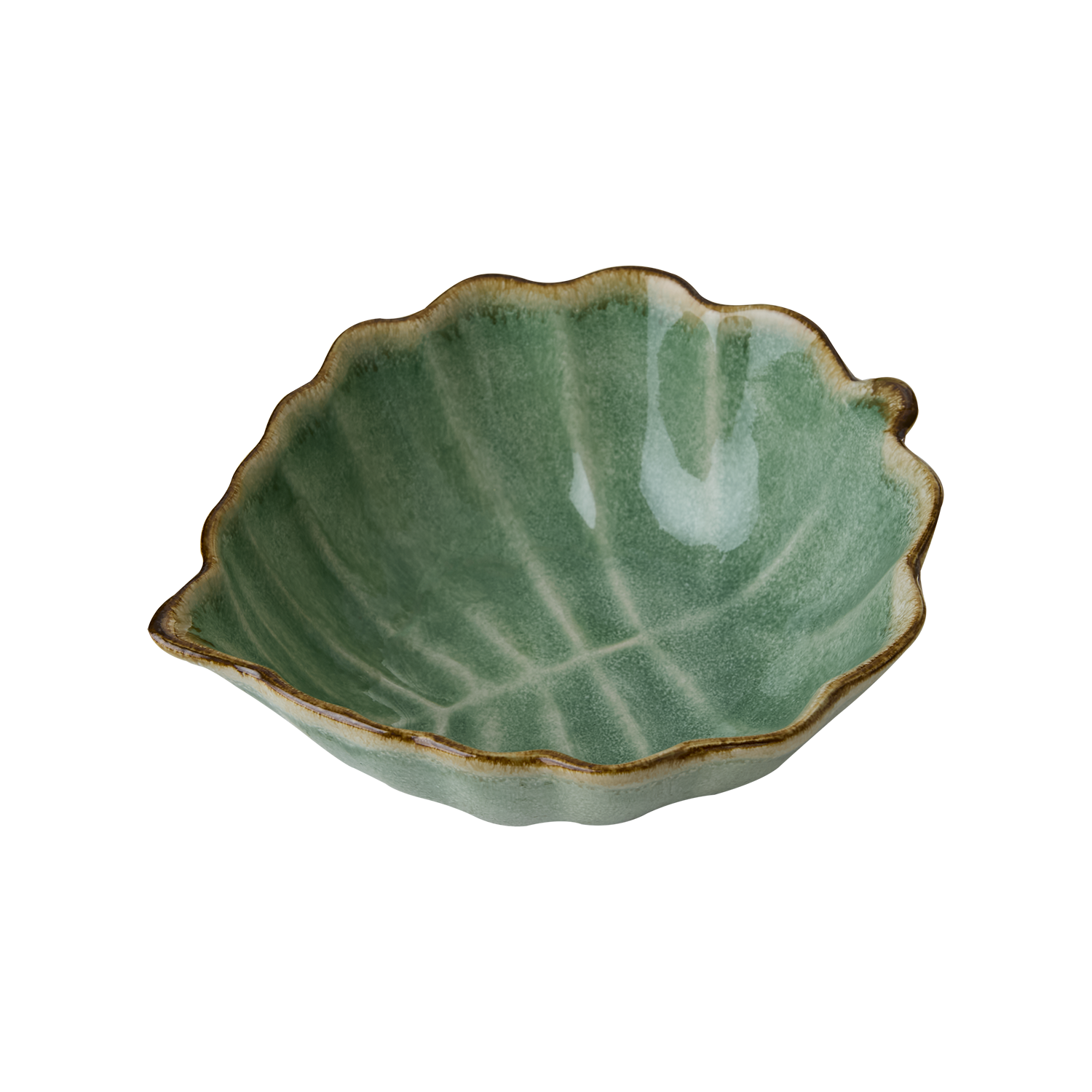 HANNA serveringsskål i grönt stengods från sidan