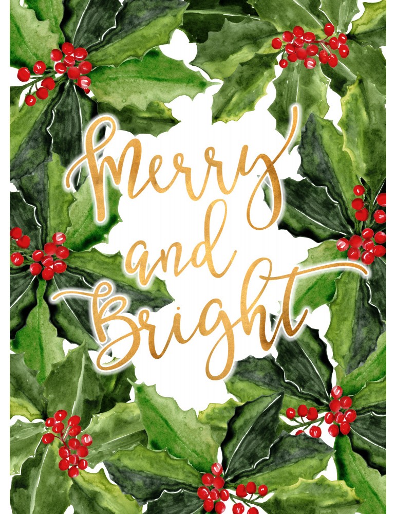 Affisch - Merry And Bright Holly Floral Art