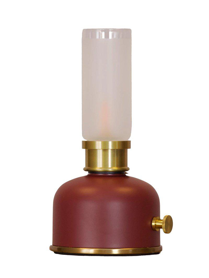 Uppladdningsbar bordslampa Frida mörkröd/mässing 22 cm – PR Home