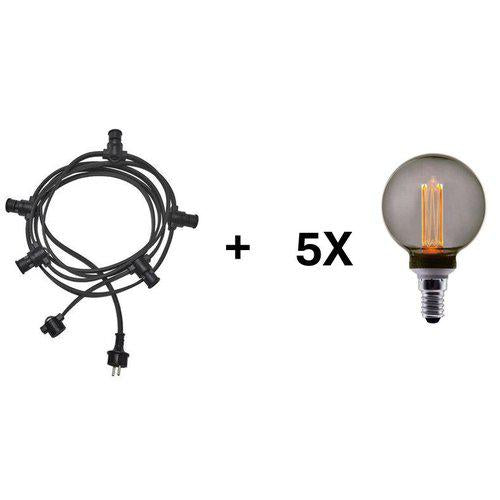 Ljusslinga Future LED med 5 rökfärgade lampor – 4,2 m – PR Home