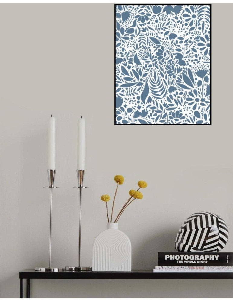 Affisch - Scandi Blue White Pattern