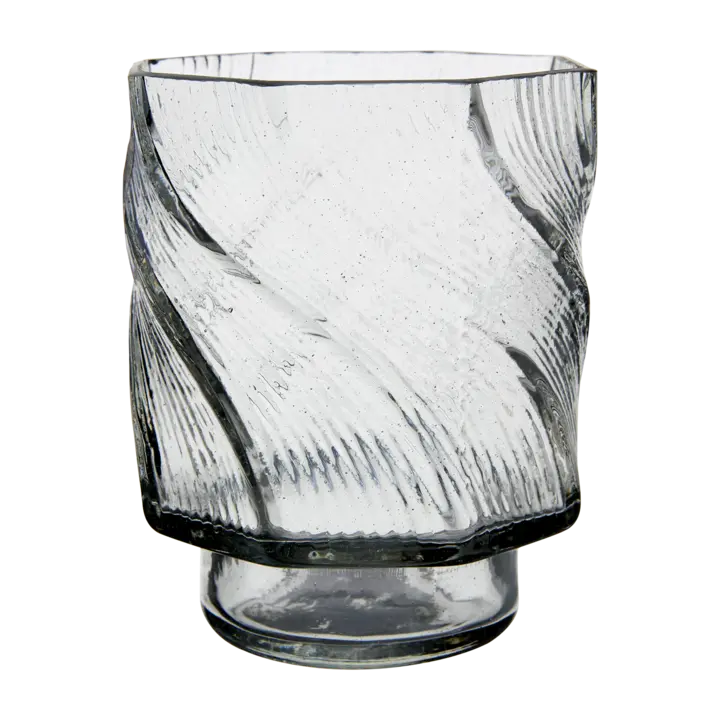 Twist värmeljushållare klar glas med vridet mönster, diameter 10 cm, höjd 12 cm, elegant ljuslykta för värmeljus.