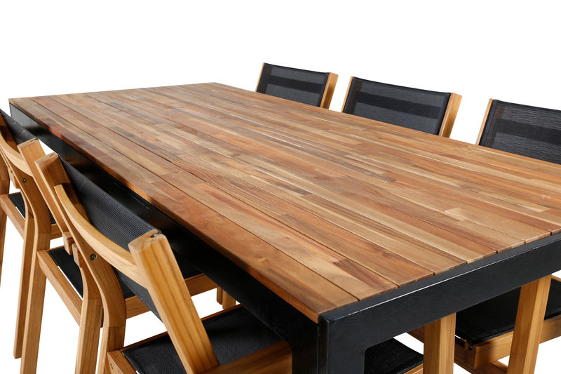 VENICE & BOIS Matstolar 6 st Natur + Matbord Matbord Venture Home