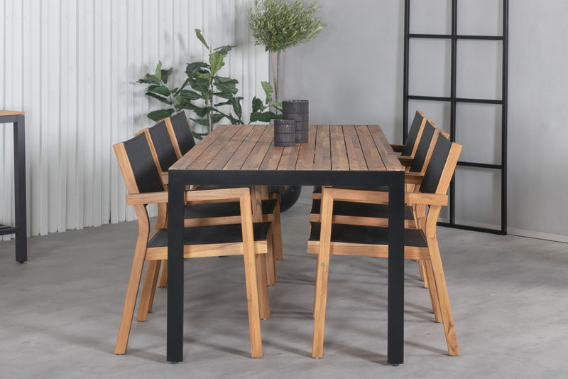 VENICE & BOIS Matstolar 6 st Natur + Matbord Matbord Venture Home