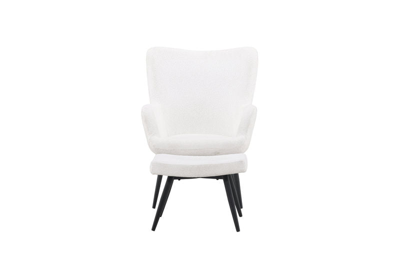 Como Singel Soffa med Ottoman - Svart / Vit Boucle Fåtöljer Venture Home